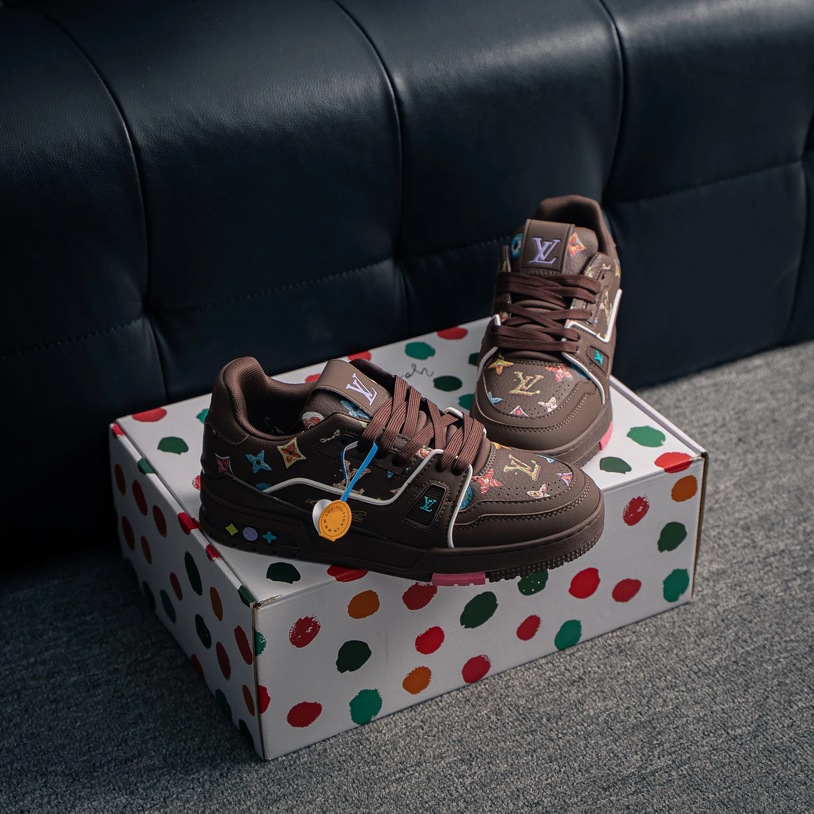 【 】 Louis Vuitton Trainer Sneaker Low Series Low-Top Retro Versatile Skate Shoes“ Virgil Abloh Retro Shoes ，